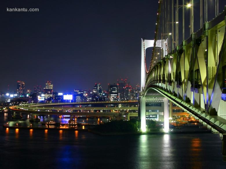 水中倒映的城市夜景