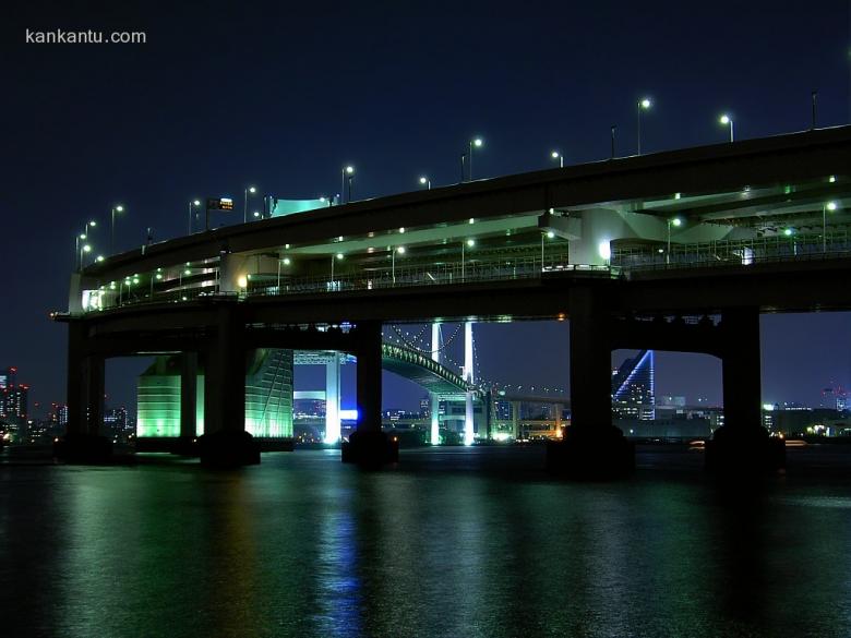 水中倒映的城市夜景