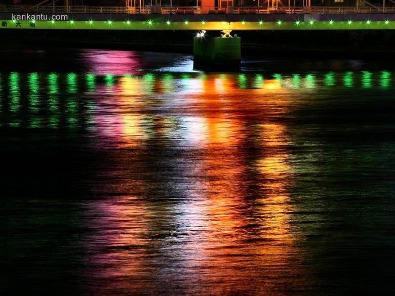 水中倒映的城市夜景